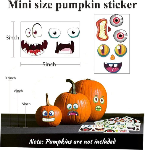Halloween Pumpkin Decorating Craft Stickers, 48 Pack Mini Face Stickers for Kids Toddlers Treats Party Favors