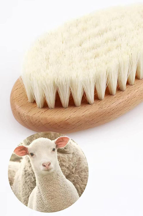 HUAYINGMEI Wooden Handle And Super Soft Goat Hair, Soft Baby Brush For Newborns And Toddlers