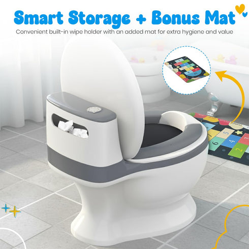 Yellow Ladybug * Toddler Potty Training Toilet with Diatomaceous Earth Mat Realistic Toilet for Toddlers with Lid