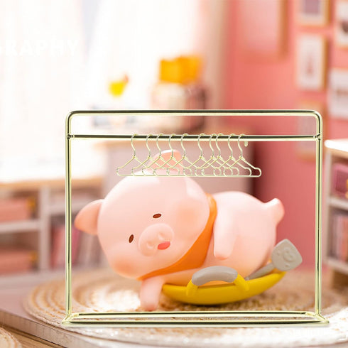 STOBOK Miniature Doll Garment Rack Set with 10Pcs Mini Doll Clothes Hangers, Golden Dollhouse Furniture