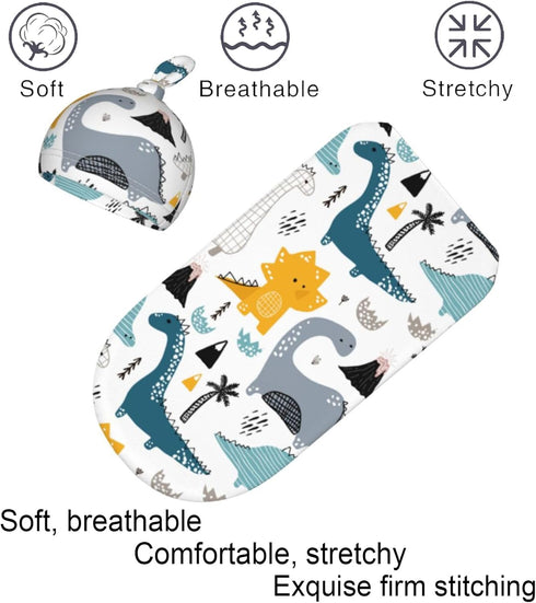 Swaddling Blanket for Baby, Soft Sleeping Bag, Sack for Newborn Boys Girls, Unisex Baby Stuff, Dinosaur by Jarverce