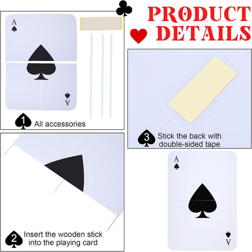4 Pcs Jumbo Playing Cards - 2.62 ft Tall Giant Deck of Cards for Oversized Casino Theme Party Decorations