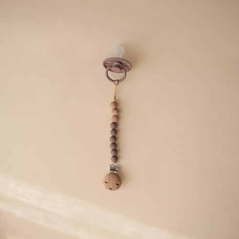 100% mushie Silicone Baby Pacifier Clip BPA Free | Eva (Ash)