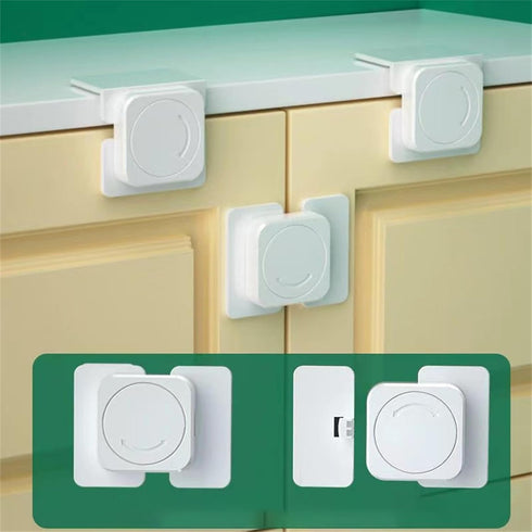 Cabinet Lock for Children - Safety Lock for Cabinets, Drawers, Refrigerators, Windows, Easy to Install (5 Flat Lock + 5