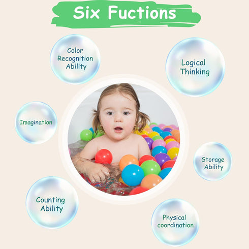 Ball Pit Balls, Phthalate Free BPA Free Crush Proof Plastic, 7 Bright Colors with Reusable Storage Bag