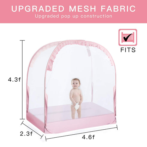 L RUNNZER Crib Tent, Portable Crib Cover to Keep Baby from Climbing Out, Safe & Breathable Crib Net, Easy to Install
