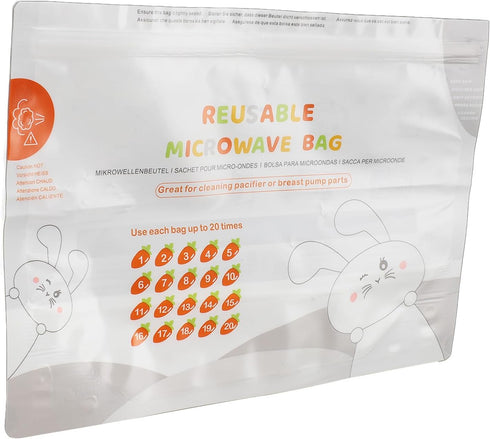 RYGVPR 42pcs Microwave Bottle Steam Sterilizer Bags, Reusable for Breast Pump Parts and Baby Bottle Great for Travel