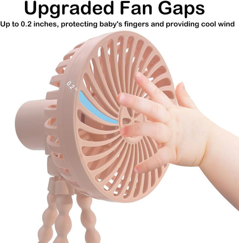 wyewye Baby Stroller Fan, Mini Portable Stroller Fan with Flexible Tripod Clip on for Baby, Rechargeable and Battery Operated Handheld Cooling Fan for Car Seat Crib Travel Pink