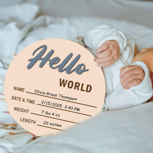 cephira Set 1-12, Monthly Baby Milestone and First Holiday Signs, Wooden Baby Months Disc Hello World Newborn