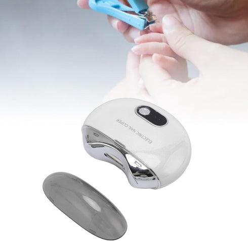 Trimmer, 3 Electric Nail Safe Use Concealed Cutter, Whisper Quiet, LED Light, Nail Scraps Storage, Gears, White, USB