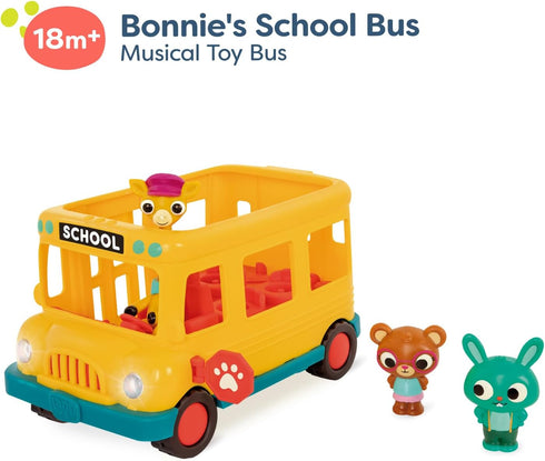 B. toys Bonnie's School Bus - Musical School Bus & Characters, Lights & Sounds Toy Vehicle for Toddlers 18 Months +