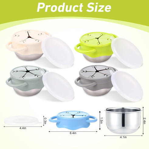 Ferrochef 4 13 oz 3 1 Pcs Stainless Steel Snack Cups Spill Proof, in Baby Snack Containers Removable Silicone Food