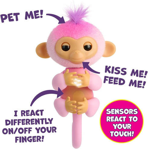 2023 New Interactive Baby Monkey, Reacts to Touch with 70+ Sounds & Reactions (Pink)