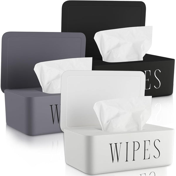 Singhoow 3 Pack Baby Wipes Dispenser Holder Wipe Container for Bathroom with Lid