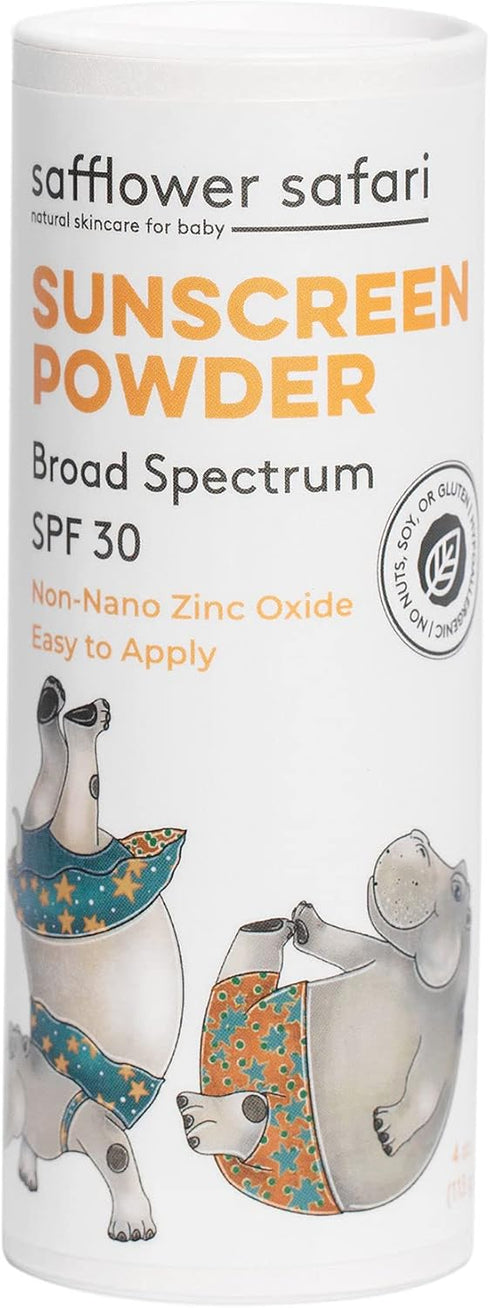 Safflower Safari Baby All-Natural Sunscreen Powder SPF 25 Non Nano ZINC Oxide - Water