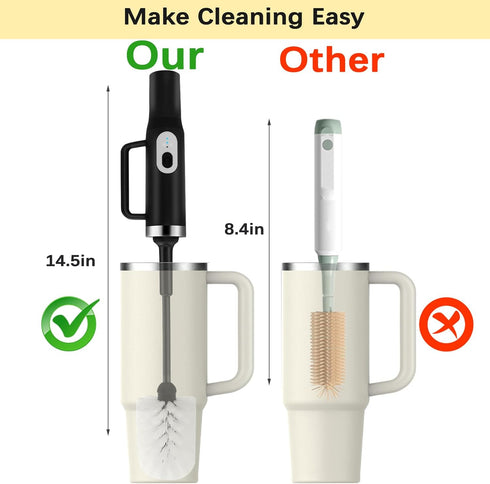 5-in-1 Long Handle Electric Water Bottle Brush, Straw Cleaner Brushes with Removable Brush Head, Water Bottle Brush