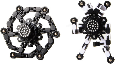 Transformable Fidget Spinners 2 Pcs for Kids and Adults White Black Stress