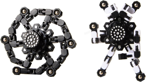 Transformable Fidget Spinners 2 Pcs for Kids and Adults White Black Stress