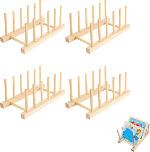 Wooden Puzzle Display Stand, 4 Pcs Puzzle Storage Rack and Organizer for Kids and Adults Craft Collection Lovers