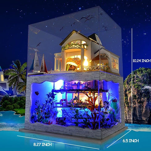 Miniature House Kit, DIY Mini House for Adults, Doll House Kit, Holidays in Hawaii