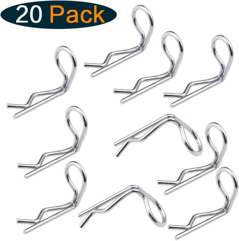 HobbyPark RC 90-Degree Angle Body Clips, Bent Springy Pins for 1/10 Scale Model Car Truck (20-Pack)