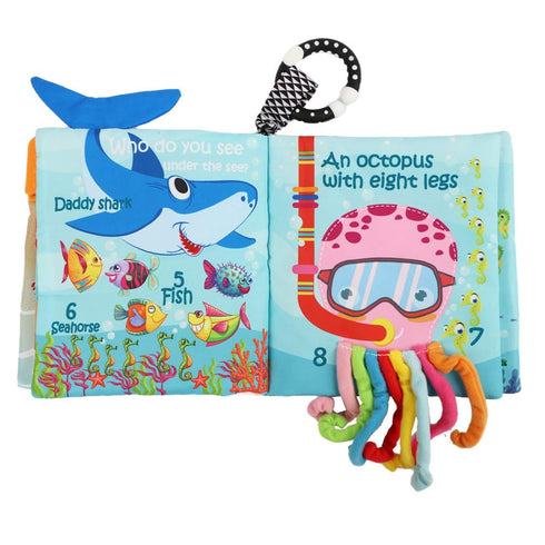 0-6, 6-12, 12-18 Fish Baby Books Toys, Touch Feel Cloth Crinkle Books for Babies, Infant Toys Months,Early Learning