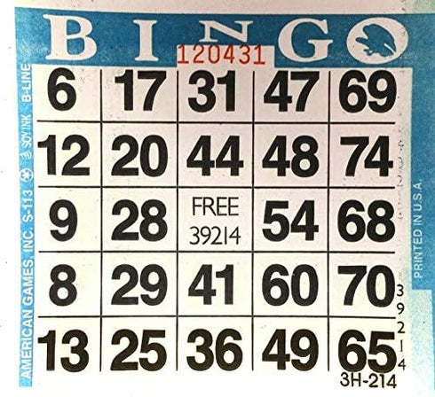 1 on Blue Bingo Paper Card Sheets, 500 Sheets Per Pack