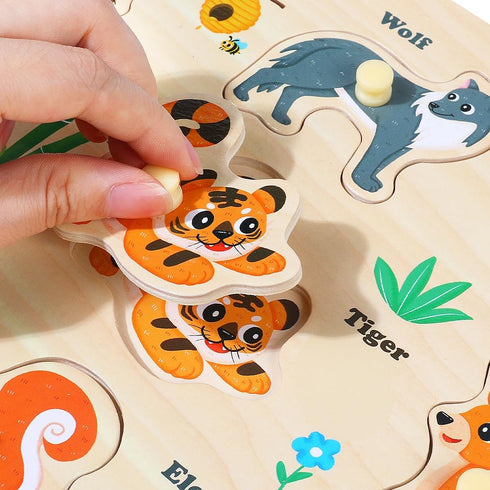 3 4 5 5PCS GRINNNIE Wooden Puzzles for Toddlers Years Old, Montessori Toddler Toys Peg Puzzles with Knob - Number