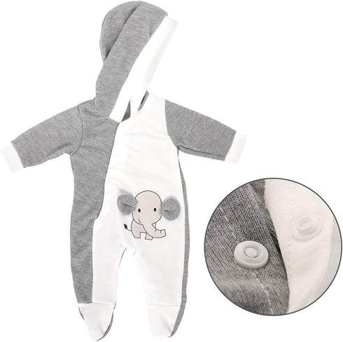 Miunana 13-15 Inch Baby Doll Clothes Elephant Pajamas Outfit 1pcs for New One Year Old 15 Inch Small Baby Doll Clothes Grey and White Doll Pajamas Clothes