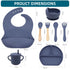 100% Silicone Baby Feeding Set,BPA Free Baby Dishes Set with Suction Bowl Divided Plate,Toddler Self Feeding Dish Set with Spoons Forks Sippy Cup and Bib, Baby Eating Utensils (Navy Blue) by Dormlony