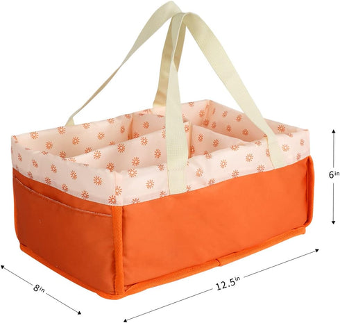 Baby Diaper Caddy Organizer, Nursery Storage Basket Tote Bag for Car Travel (Orange)