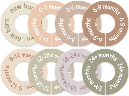 cephira Baby Closet Dividers for Clothes Earth Tone Round Baby Clothes Dividers for