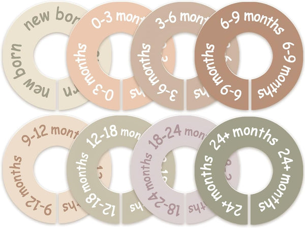 cephira Baby Closet Dividers for Clothes Earth Tone Round Baby Clothes Dividers for