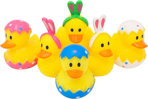 50-Pack Summer 2" (50-Pack) The Dreidel Company Easter Rubber Duck Toy Bunny Rabbit Duckies for Kids Easter Eggs, Bath