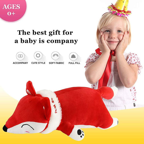 Stuffed Fox Animal Plush Toy, 20 Inches Red Large Soft Cuddly Pillow Cushion for Kids Room Decor