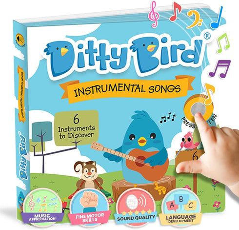 Ditty Bird Musical Books for Toddlers, Fun Instruments & Nursery Rhyme Interactive Books for 1-3 Year Olds