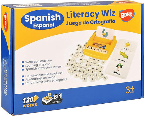 BOHS Spanish Literacy Wiz Spelling Game, Espanol Lower Case 60 Flash Cards for Preschool Learning