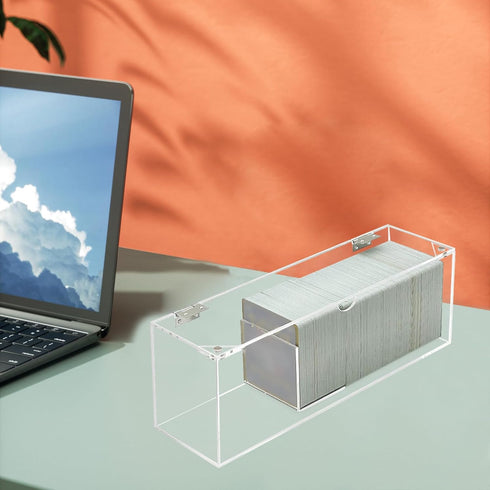 Bigfety Card Storage Box for Trading Cards, Clear Acrylic Deck Holder Case with Removable Dividers
