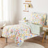 Set 4 Set Wake In Cloud - Floral Toddler Bedding for Girls, Cute Colorful Botanical Flowers with Deers, Pieces Soft