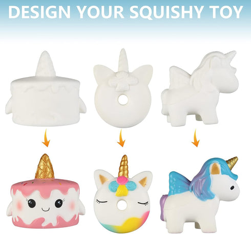 8 9 10 11 12 13 14, Pack 3 Jim&Gloria Paint Your Own Squishies, Jumbo Squishy Gifts for Girls and Boys Arts and Crafts