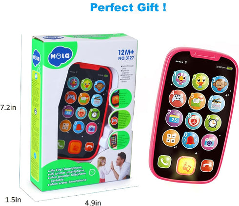 HOLA Baby Cell Phone Toy for 1 Year Old Girl, Lights Music Play Kids Phone for Toddlers, Baby Toys 12-18 Months