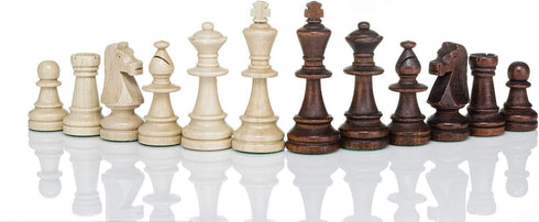 Staunton No. 6 Tournament Chess Pieces - Weighted Wooden Standard Chessmen with Felted Base