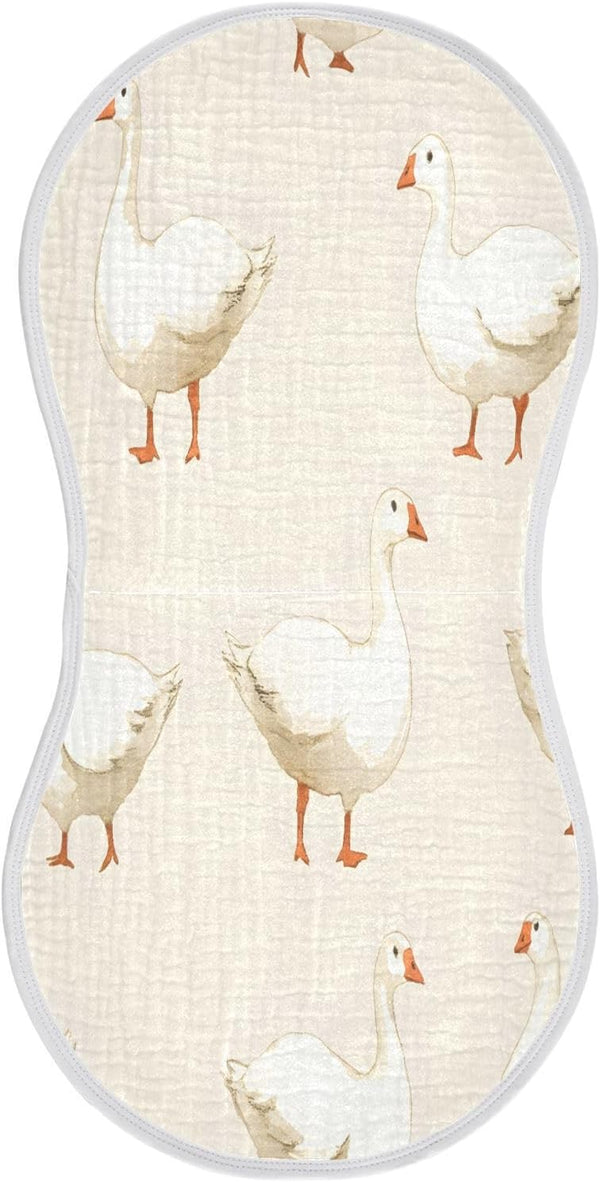 YETTASBIN White Geese Muslin Baby Burp Cloth, Super Soft Absorbent Cotton Burp Rag