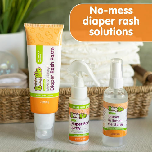 Set 3 Boogie Diaper Rash Baby Bundle Rash Spray, Extra Strength Paste, and Irritation Gel Spray Diaper Bag Essentials