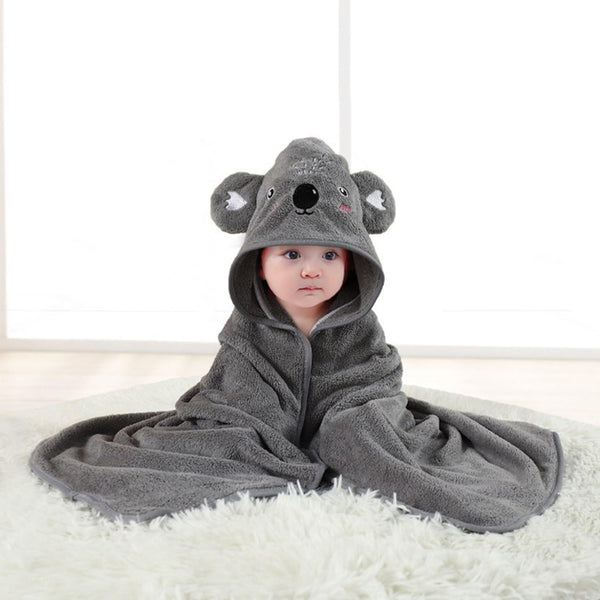 Mineweii Hooded Baby Towel - Coral Velvet Fleece Soft Bath Towel - Unisex
