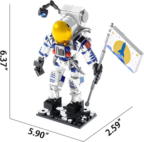 229pcs SIENON Astronaut Building Block Toy for Kids and Adults, Building Block Spaceman Figure Holding The Flag