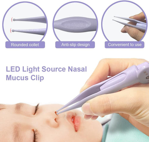 CSGTSWGS 2 Pack Baby Nose and Ear Cleaner, Nasal Booger and Ear Wax Removal Tool Nose Cleaner Tweezers with Light