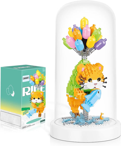 Balloon Cat Building Set with Dust Cover - Mini Micro Animals Building Blocks, 479 PCS STEM Toys