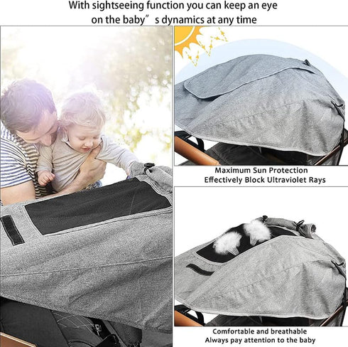 Universal Stroller Sun Shade - UPF 50+ Waterproof Cover for Baby Sun Protection, Joggers & Summer Accessories
