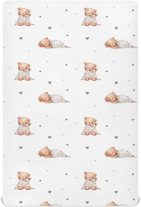 vvfelixl Crib Sheets for Boys Cute Sleeping Teddy Bears Toddler Baby Girl